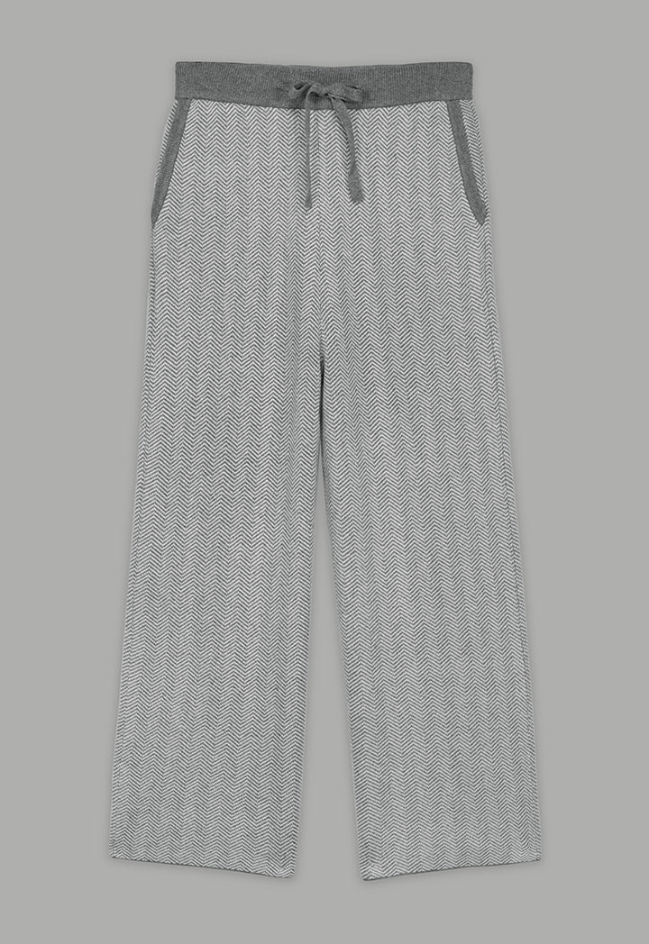 Choice Contrast Knitted Wide Leg Trousers Grey