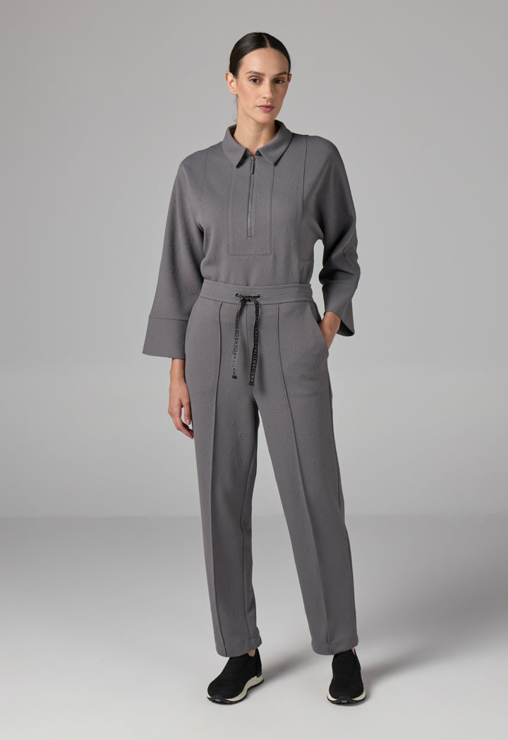 Choice Solid Monogram Drawstring Trousers Grey