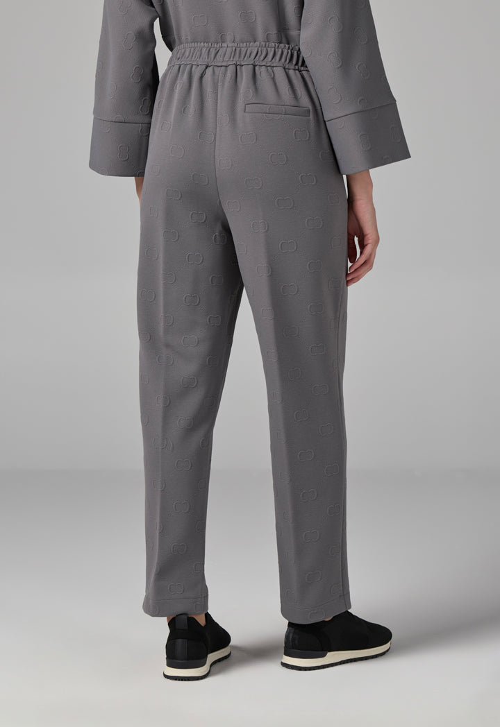 Choice Solid Monogram Drawstring Trousers Grey
