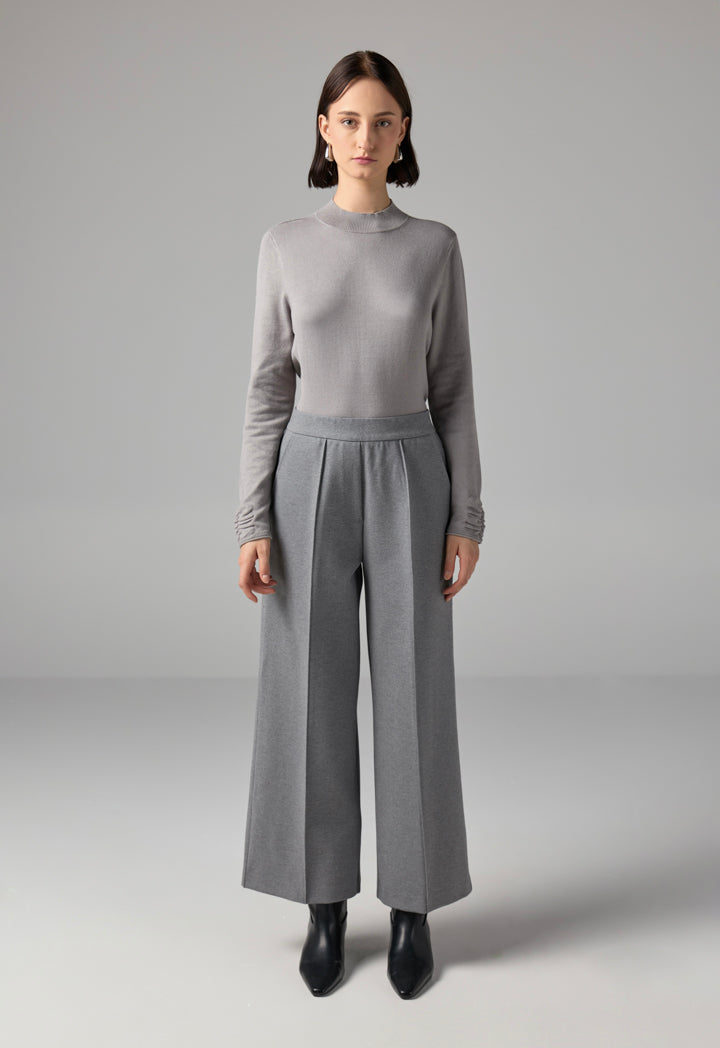 Choice Solid High Waist Trousers Grey
