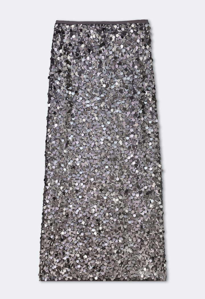 Choice Solid Tulle Sequin Skirt Grey