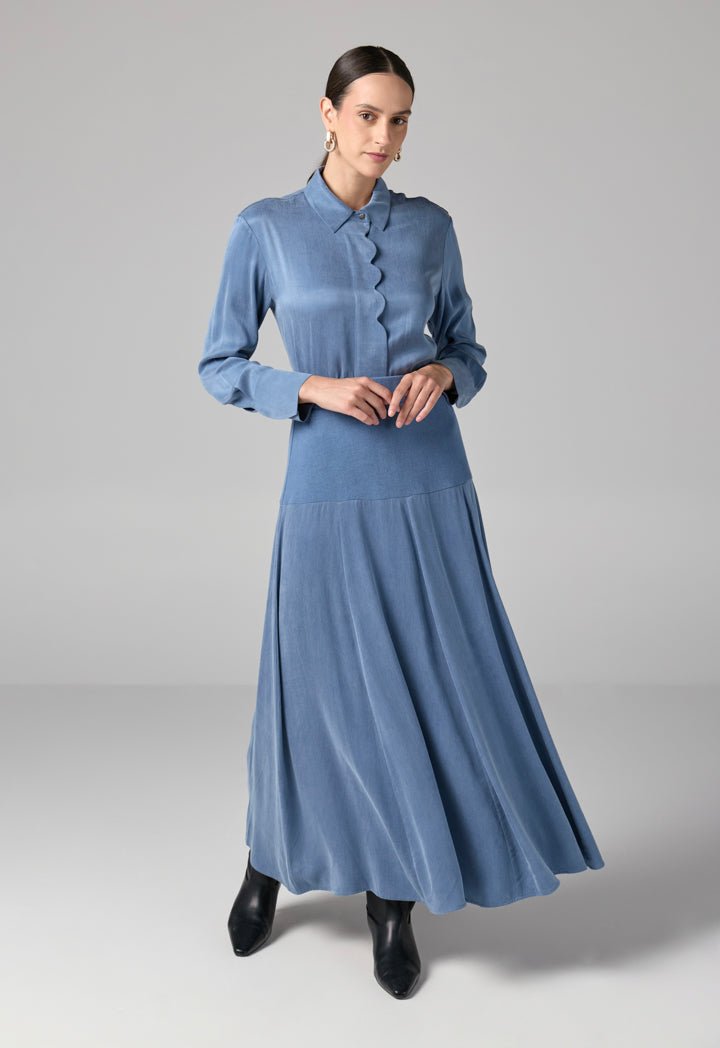 Choice Solid Flared Skirt Blue