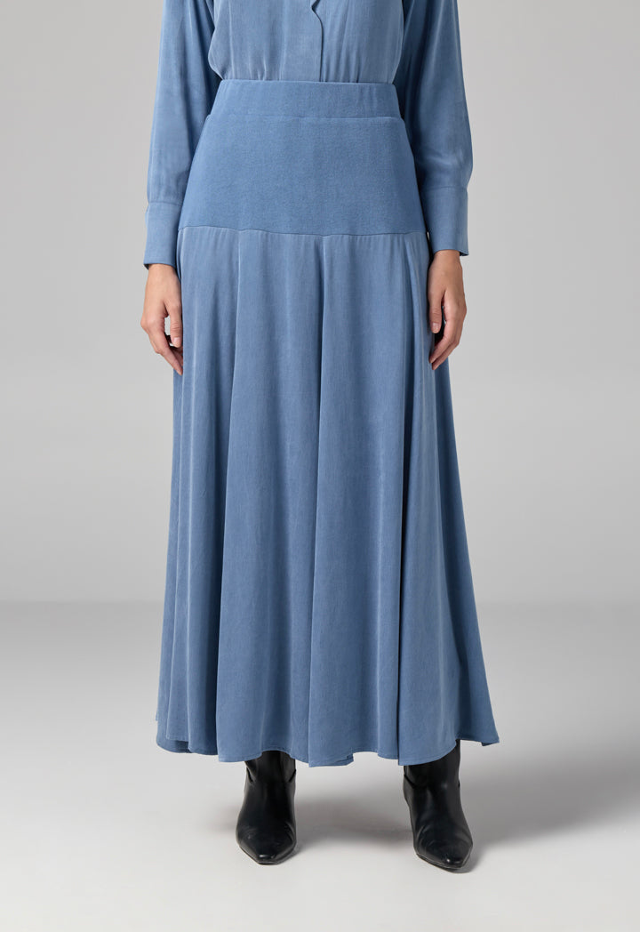 Choice Solid Flared Skirt Blue