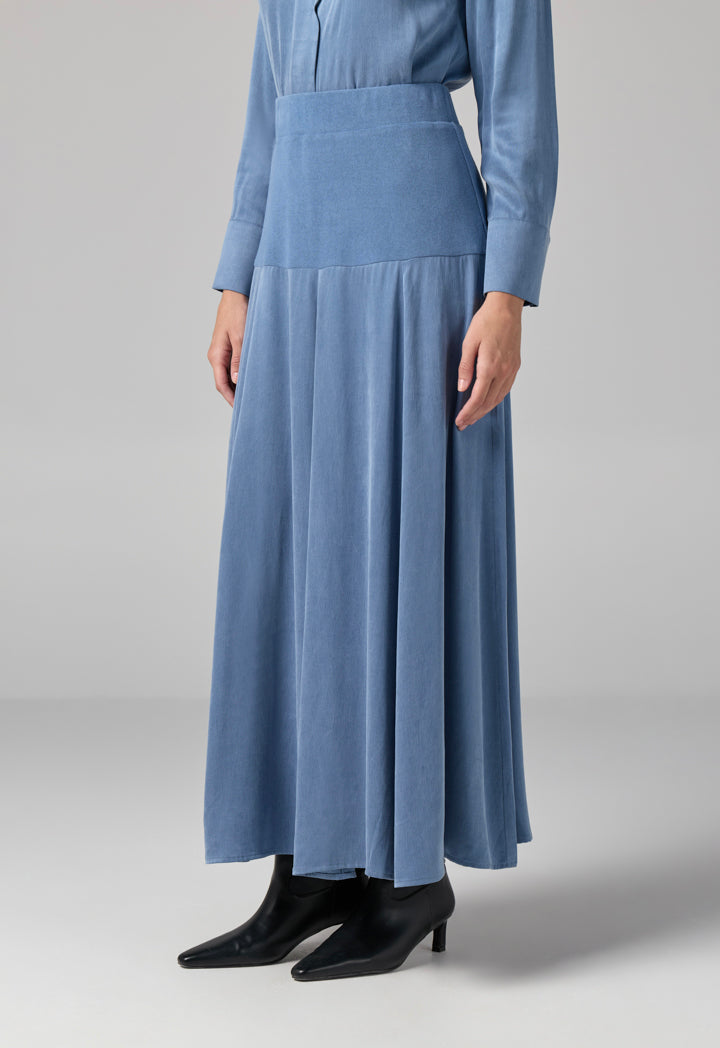 Choice Solid Flared Skirt Blue