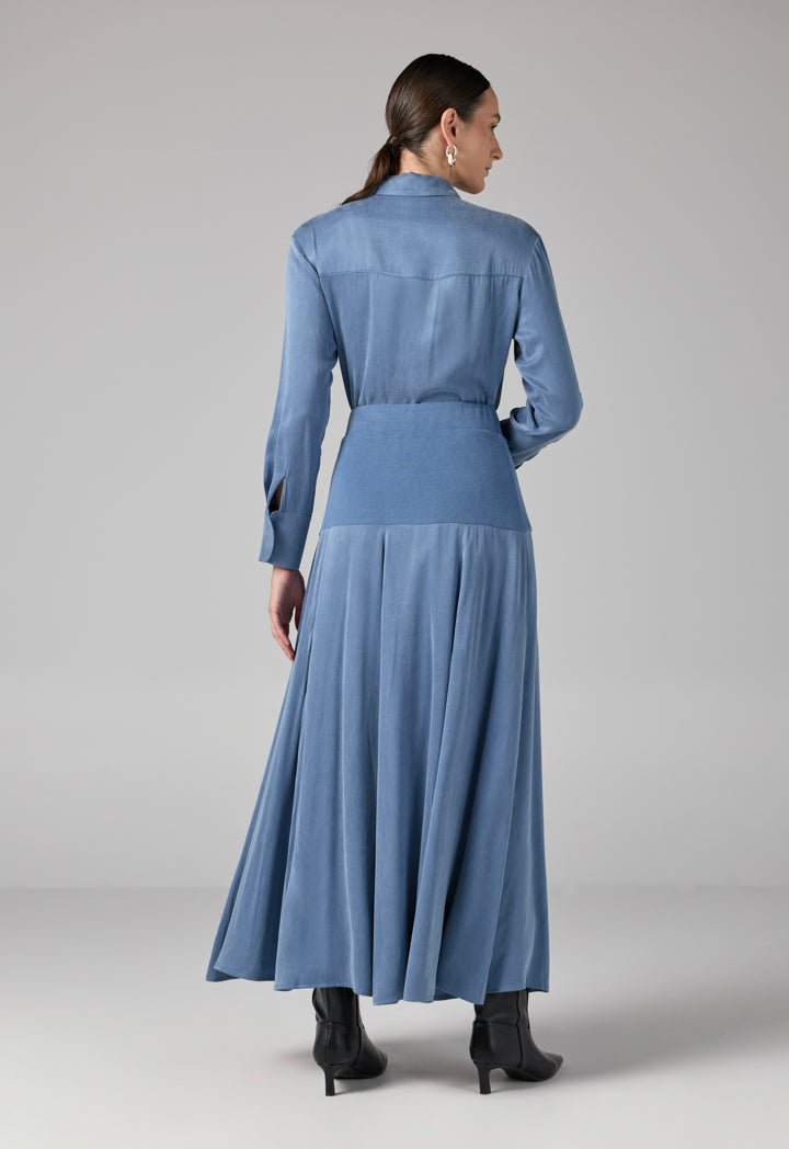 Choice Solid Flared Skirt Blue