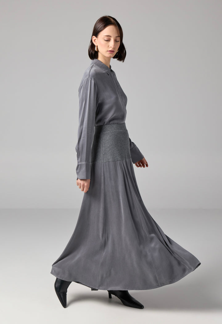 Choice Solid Flared Skirt Grey