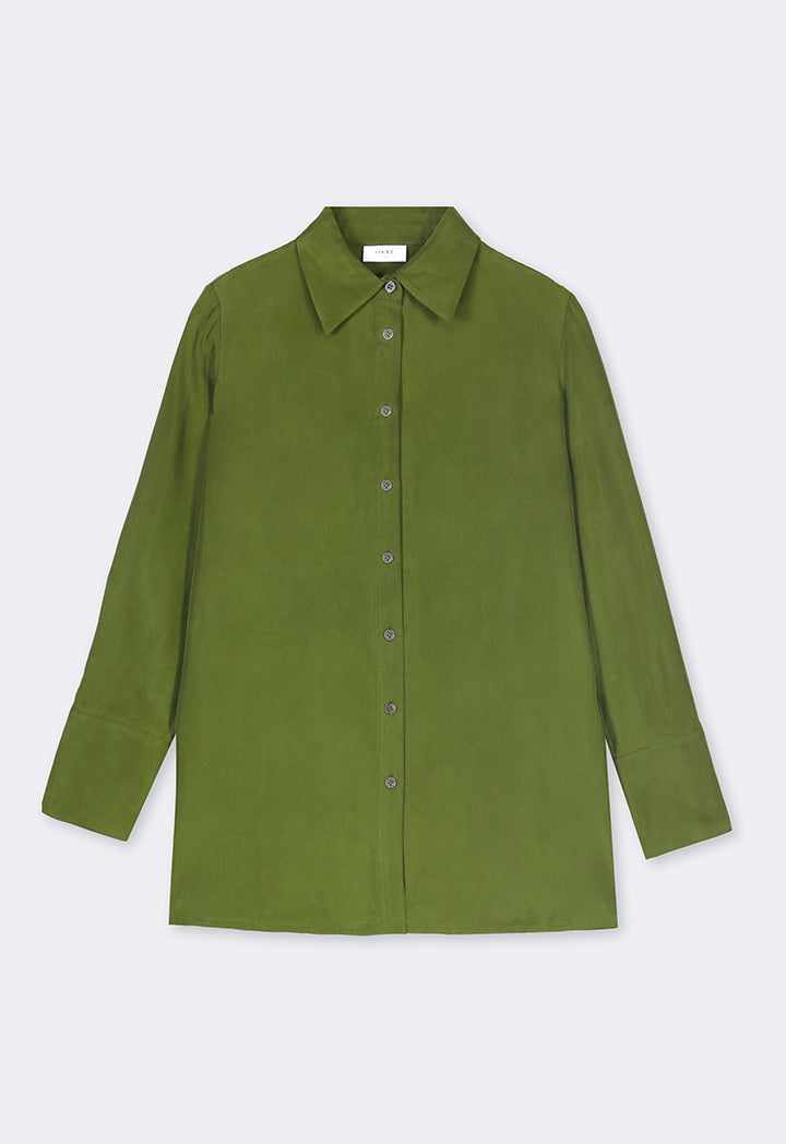 Choice Basic Regular Fit Solid Shirt Green