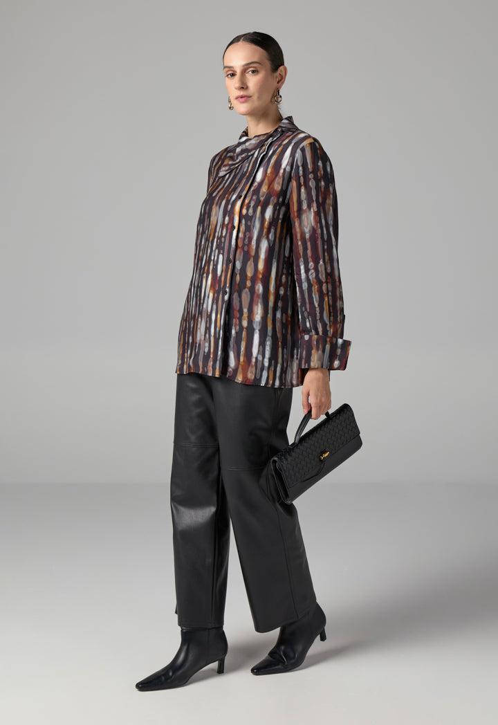 Choice Printed Asymmetrical Neck Blouse Multi Color