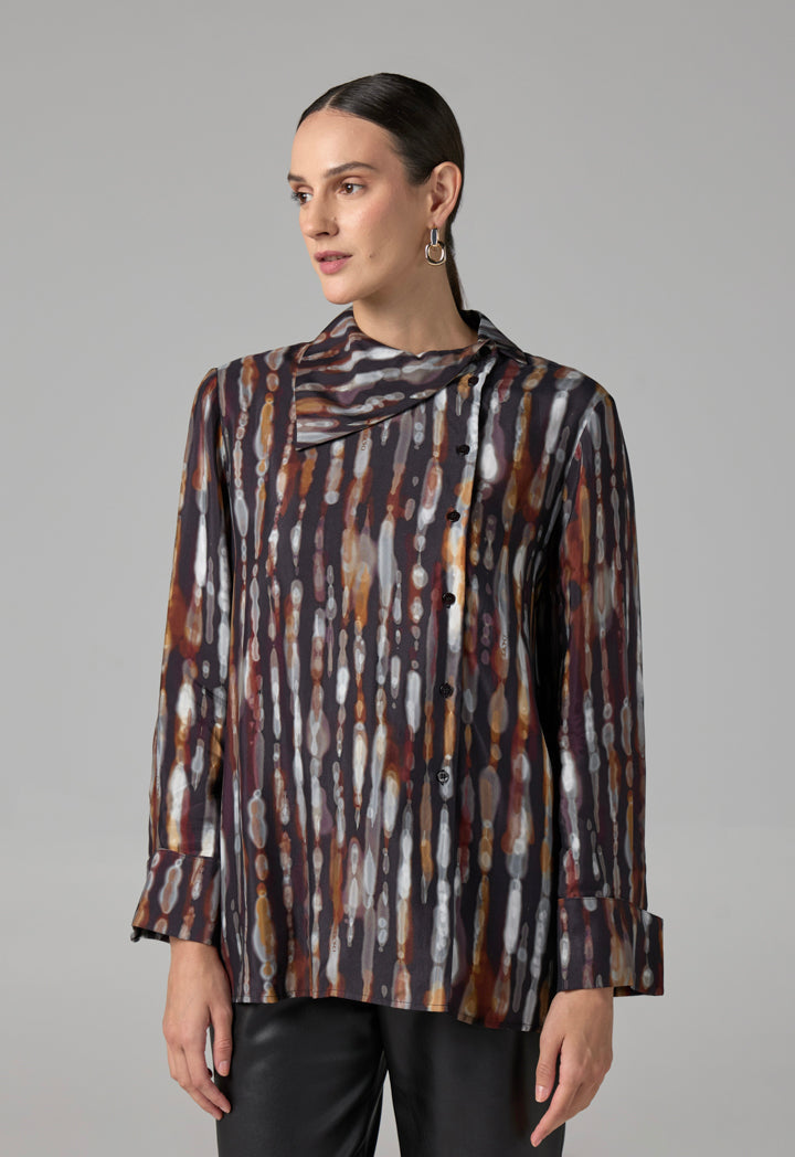 Choice Printed Asymmetrical Neck Blouse Multi Color