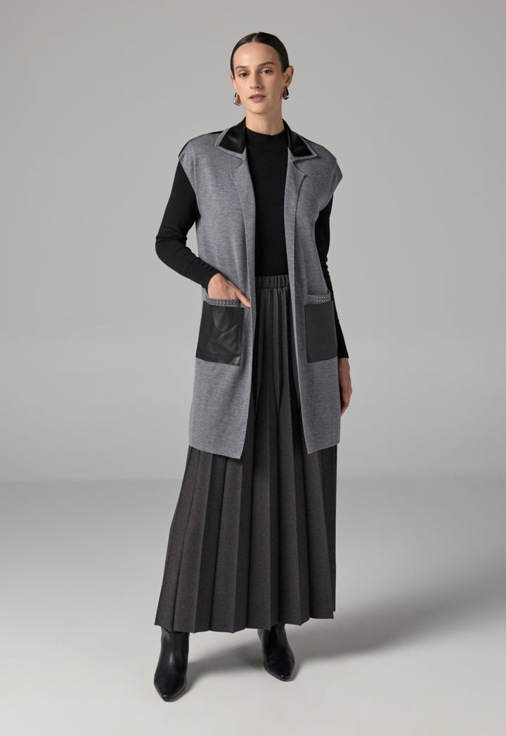 Choice  Sleeveless Knitted Sweater Vest Grey