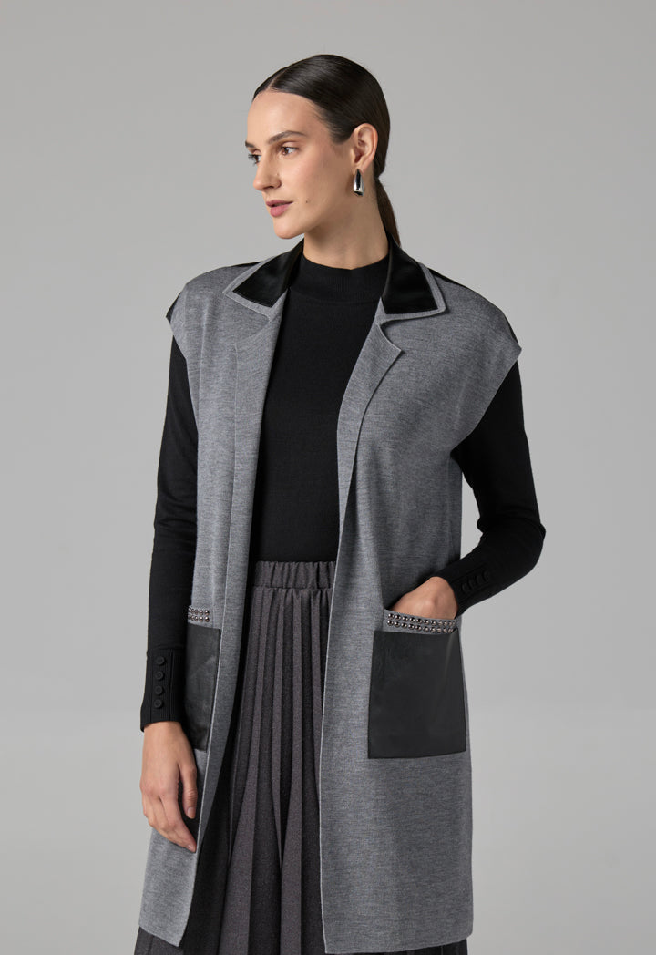 Choice  Sleeveless Knitted Sweater Vest Grey