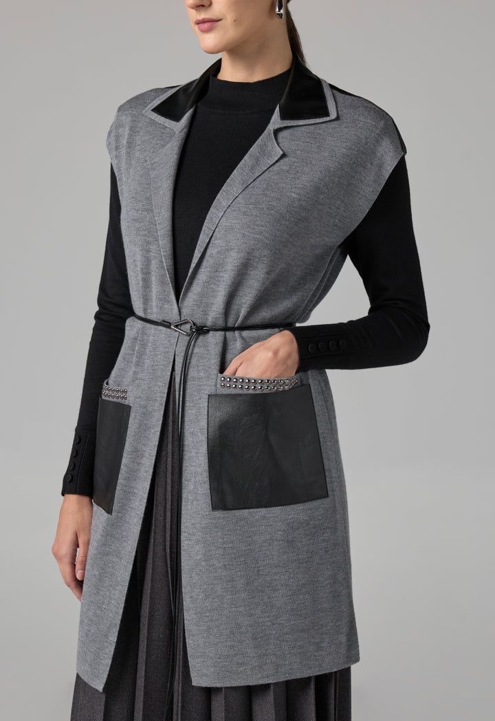 Choice  Sleeveless Knitted Sweater Vest Grey