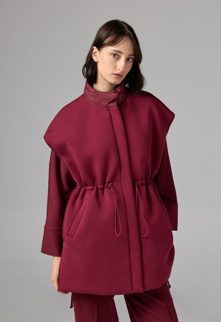 Choice Solid Quilted Sleeveless Gilet Burgundy