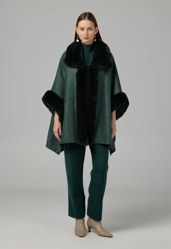 Choice Suede Winter Poncho Dark Green