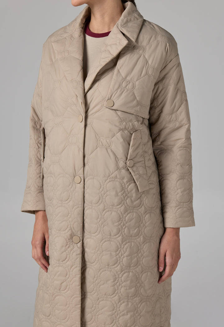 Choice  Embroidered Quilted Monogram Jacket Beige