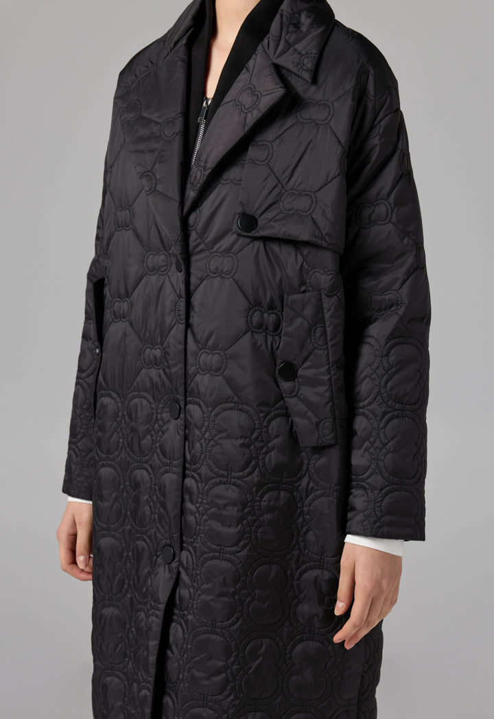 Choice  Embroidered Quilted Monogram Jacket Black