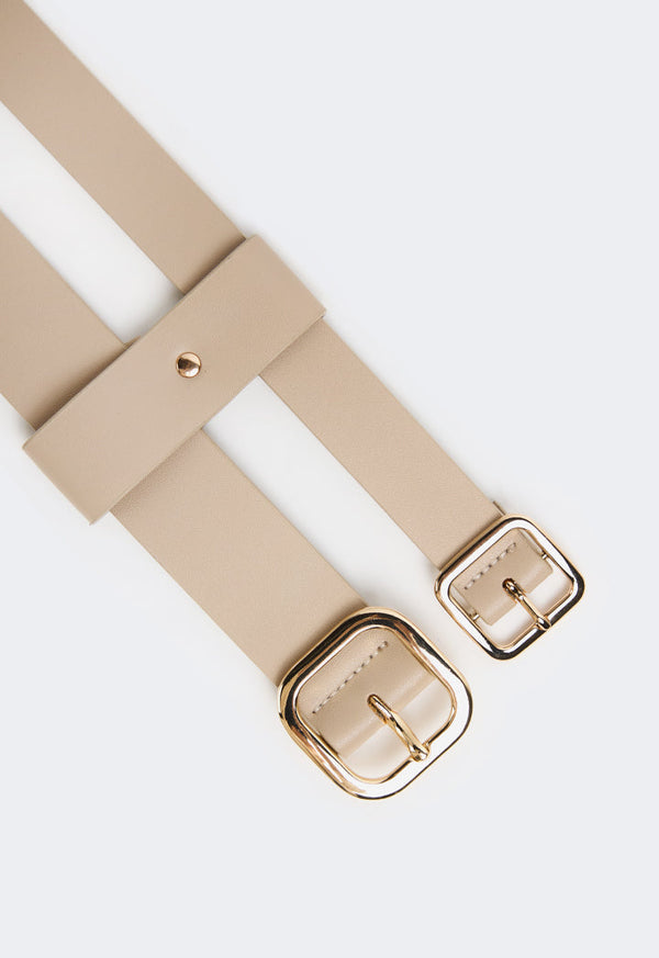 Choice Solid Double Strap Belt Beige