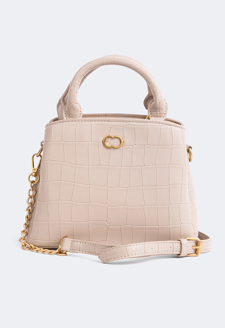 Choice Embossed Croc Handbag Beige