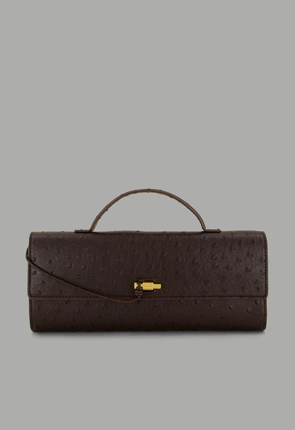 Choice Top Handle Textured Clutch Dark Brown