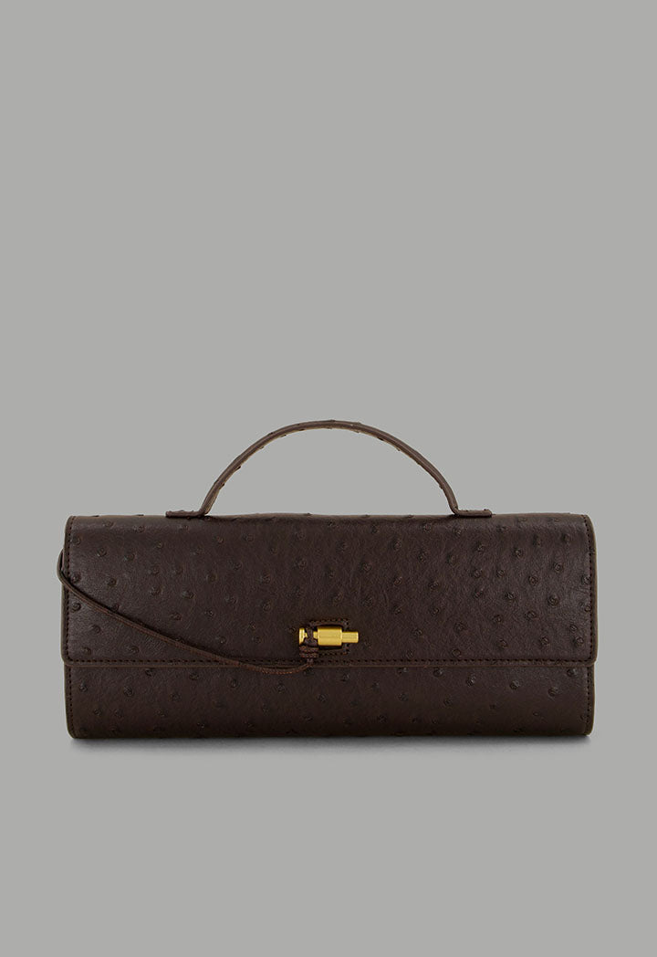 Choice Top Handle Textured Clutch Dark Brown