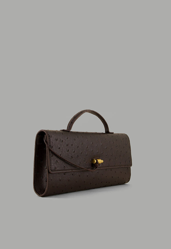 Choice Top Handle Textured Clutch Dark Brown