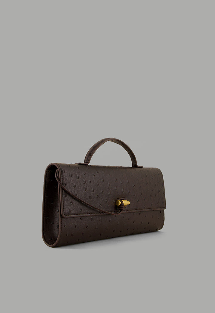 Choice Top Handle Textured Clutch Dark Brown