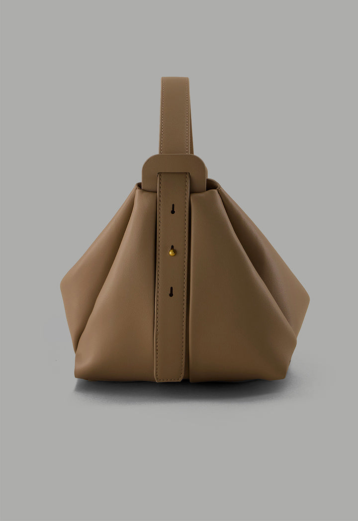 Choice Modern Plain Genuine Leather Handbag Beige