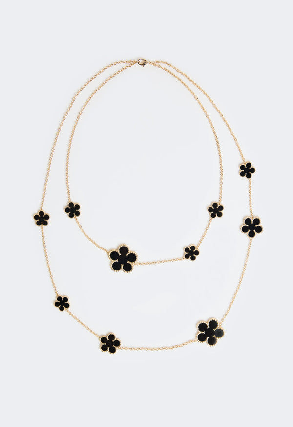 Choice Floral Opera Necklace Black