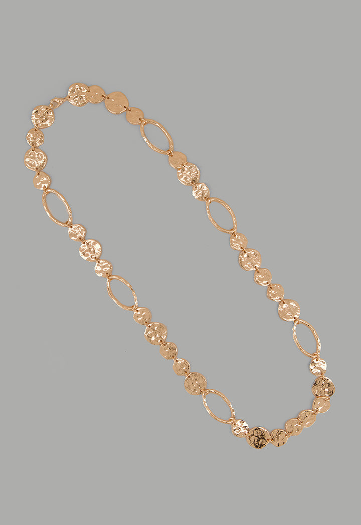 Choice Long Hammered Necklace Gold