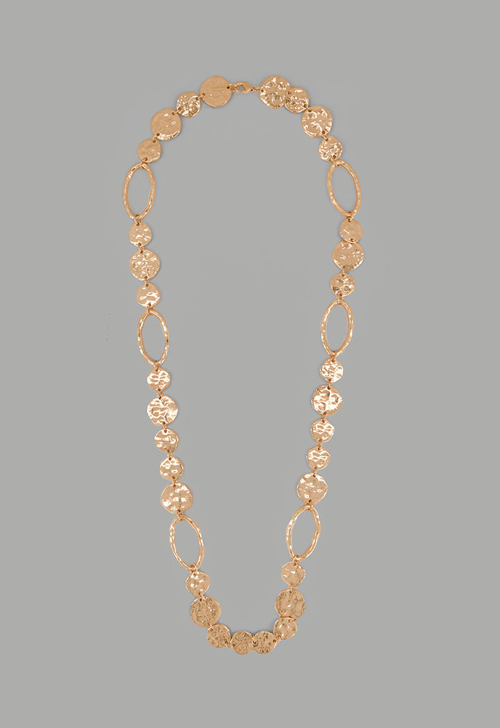 Choice Long Hammered Necklace Gold