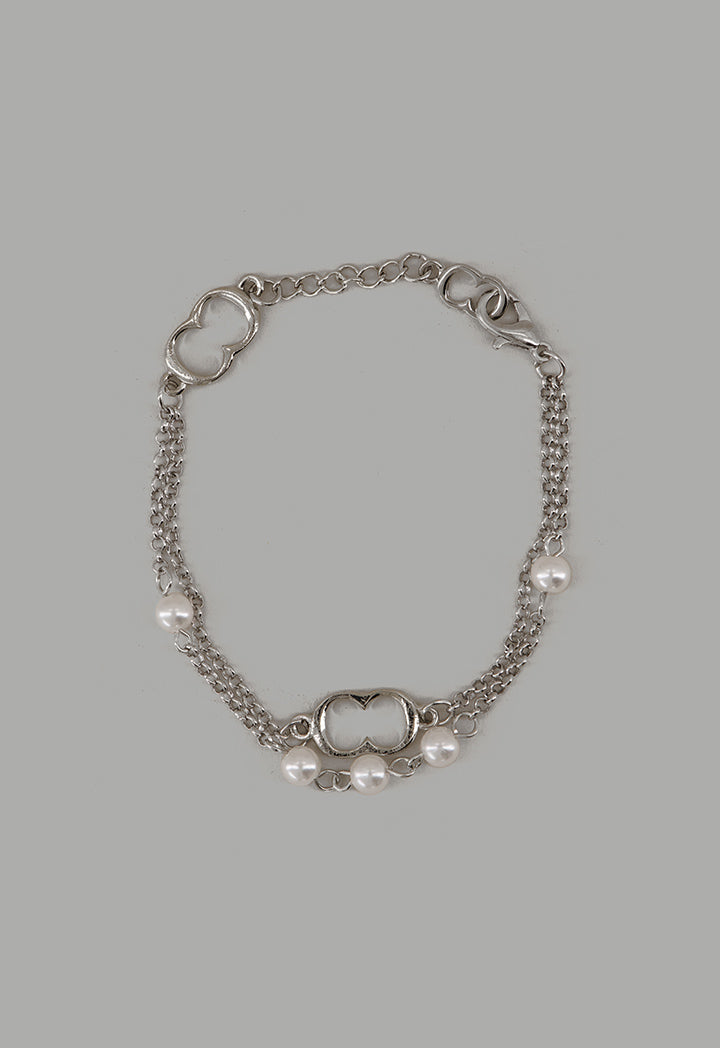 Choice Monogram Faux Pearls Bracelet Silver