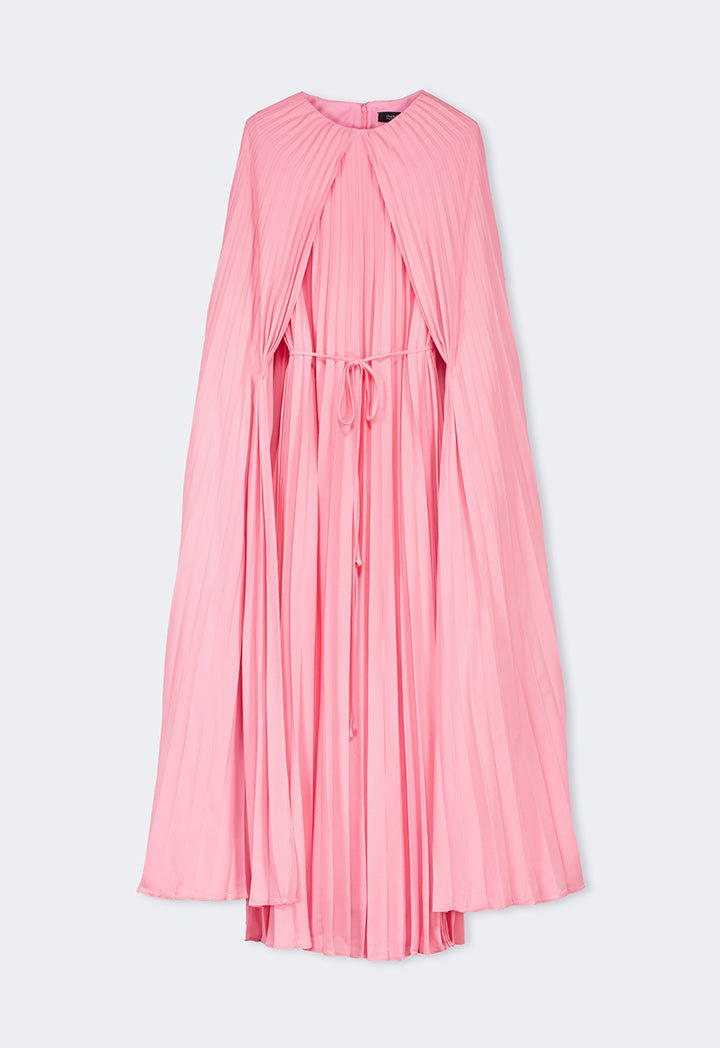 Choice Pleated Cape Details Maxi Dress  Pink