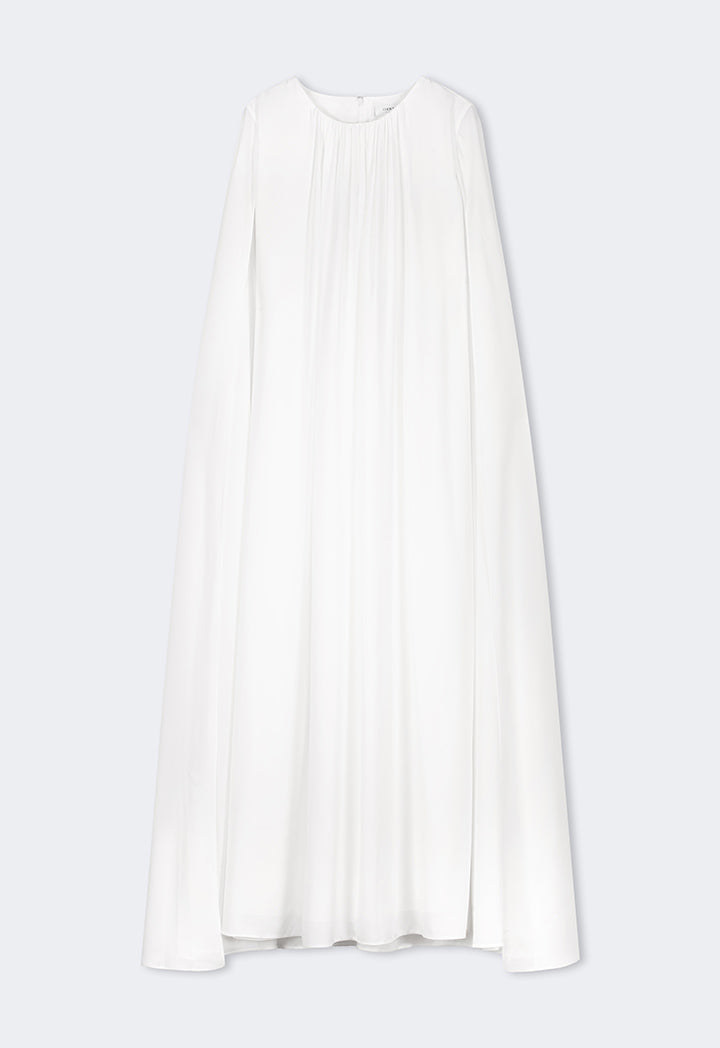 Choice Pleated Flared Maxi Dress  Off White