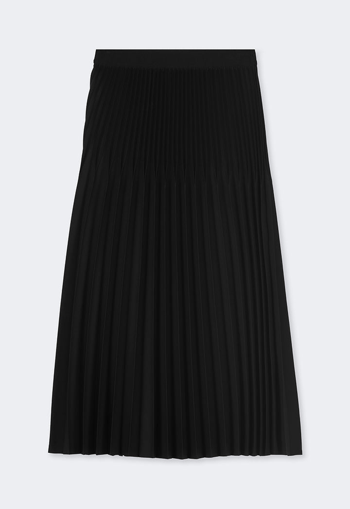 Choice Solid Pleated Maxi Skirt Black