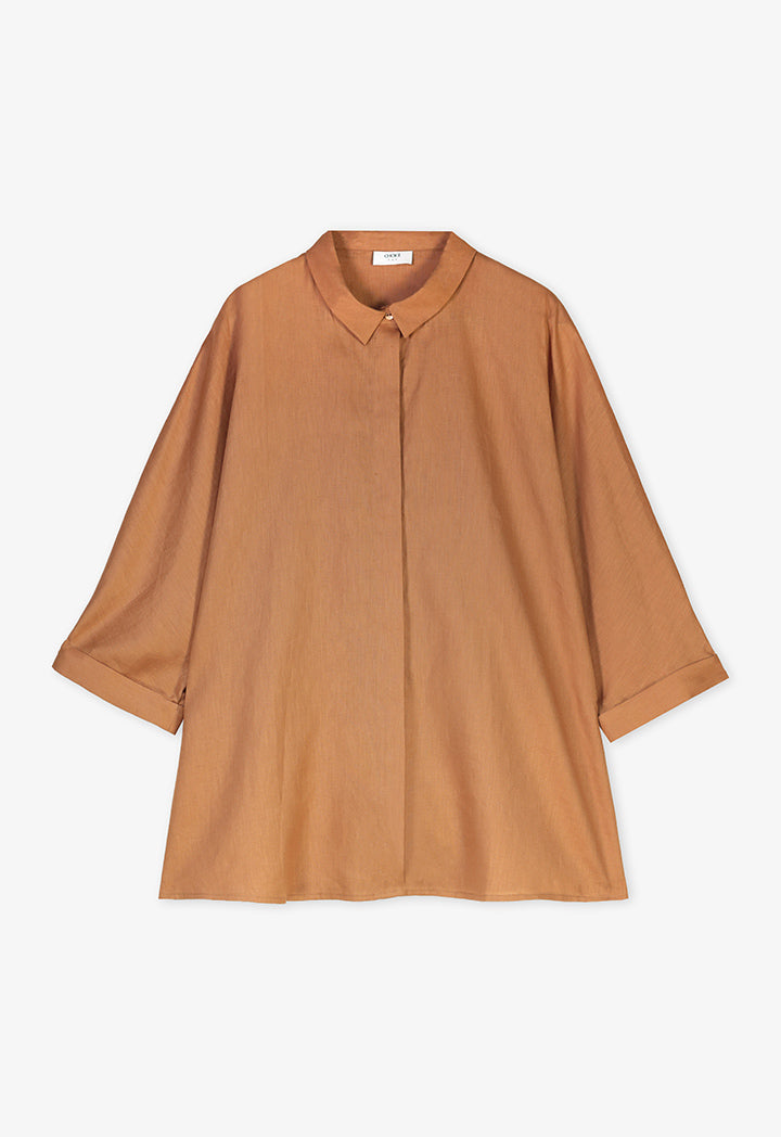 Choice Long Kimono Sleeves Basic Shirt Caramel