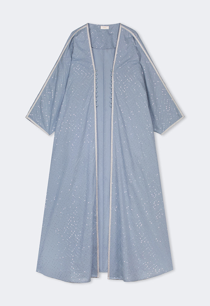 Choice Oversized Belted Sequin Maxi Abaya Blue