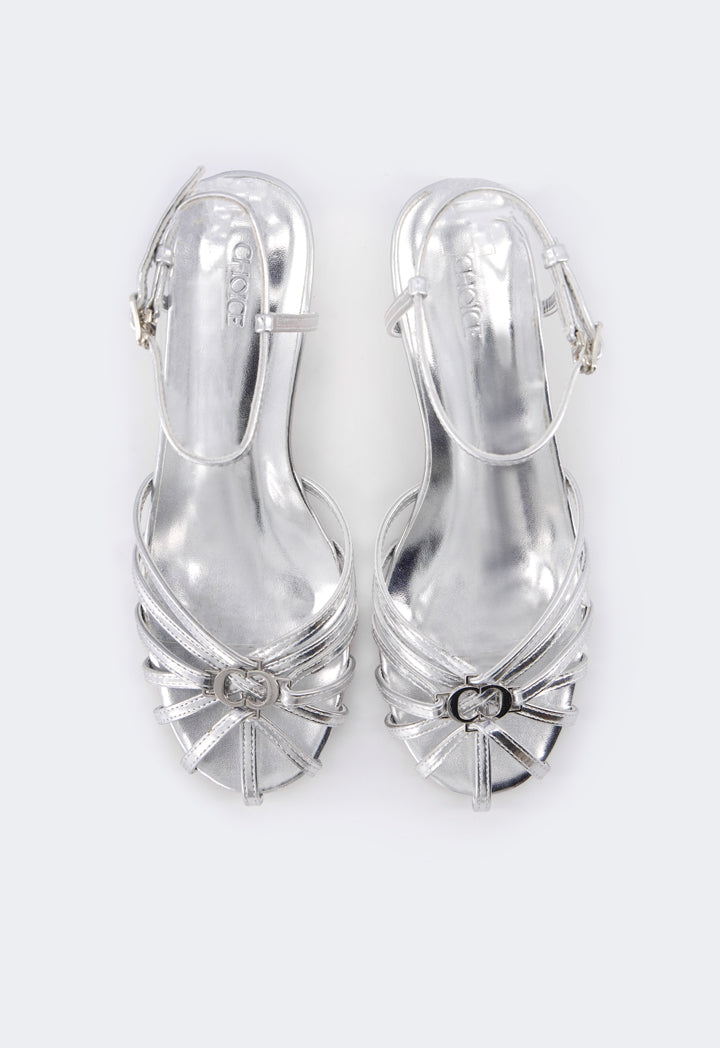 Choice Intricate Metallic Heels Silver