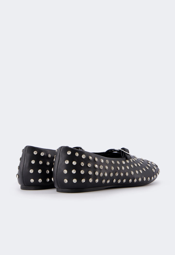 Choice Crystal Embellished Flat Ballerinas Black