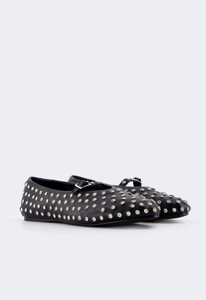 Choice Crystal Embellished Flat Ballerinas Black