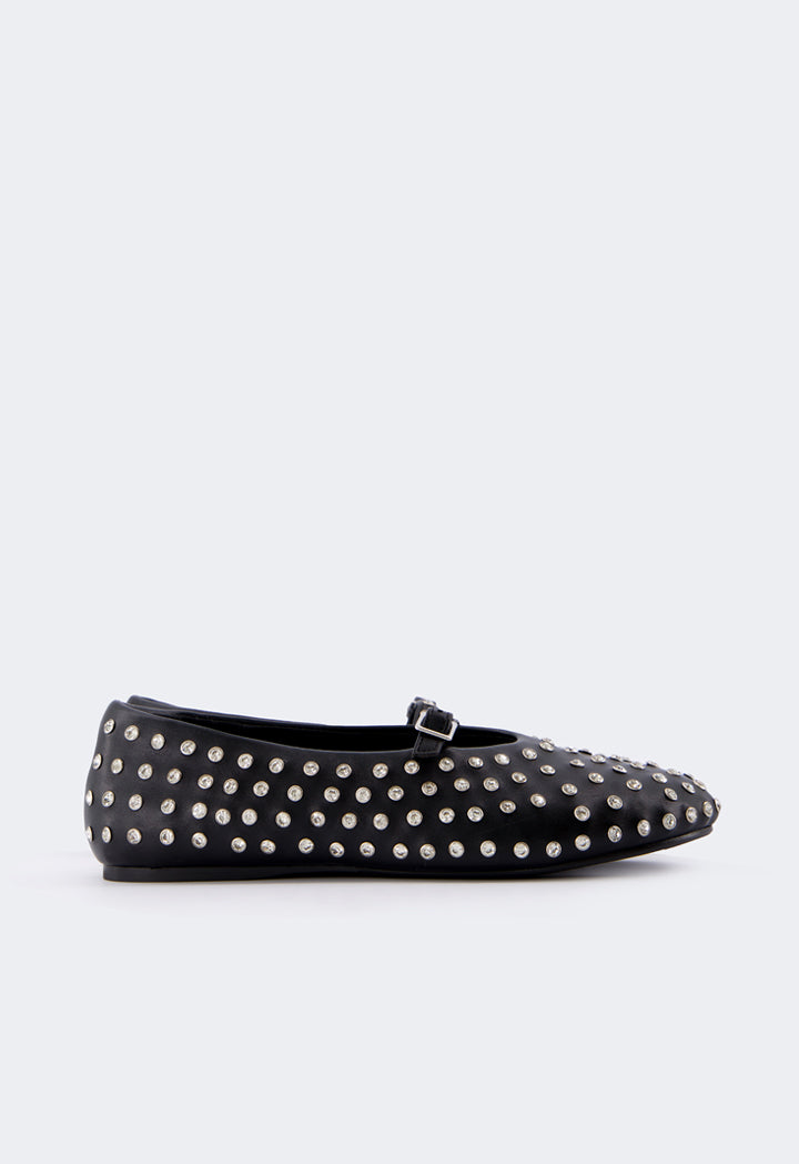 Choice Crystal Embellished Flat Ballerinas Black