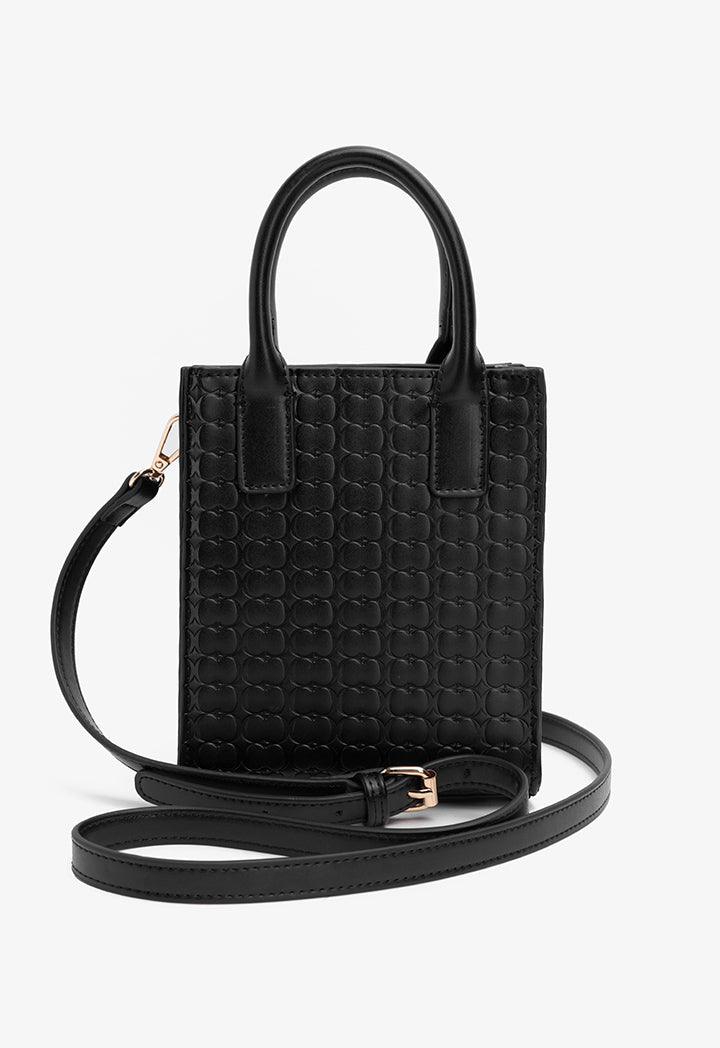 Choice Textured Monogram Cross Body Bag Black