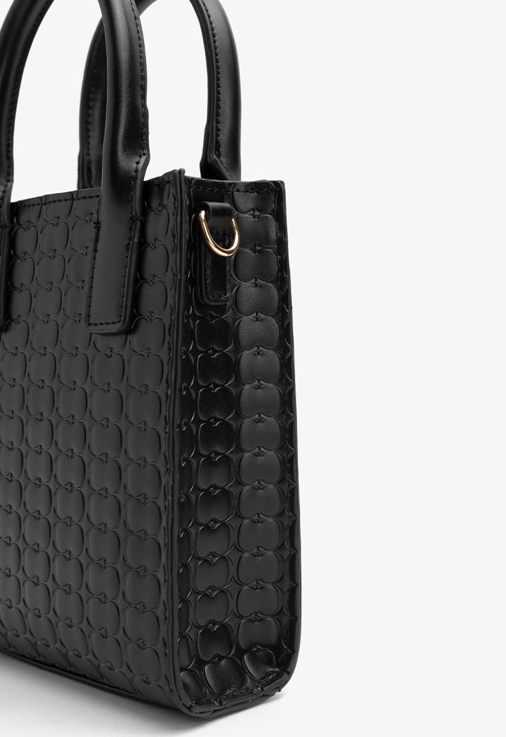 Choice Textured Monogram Cross Body Bag Black