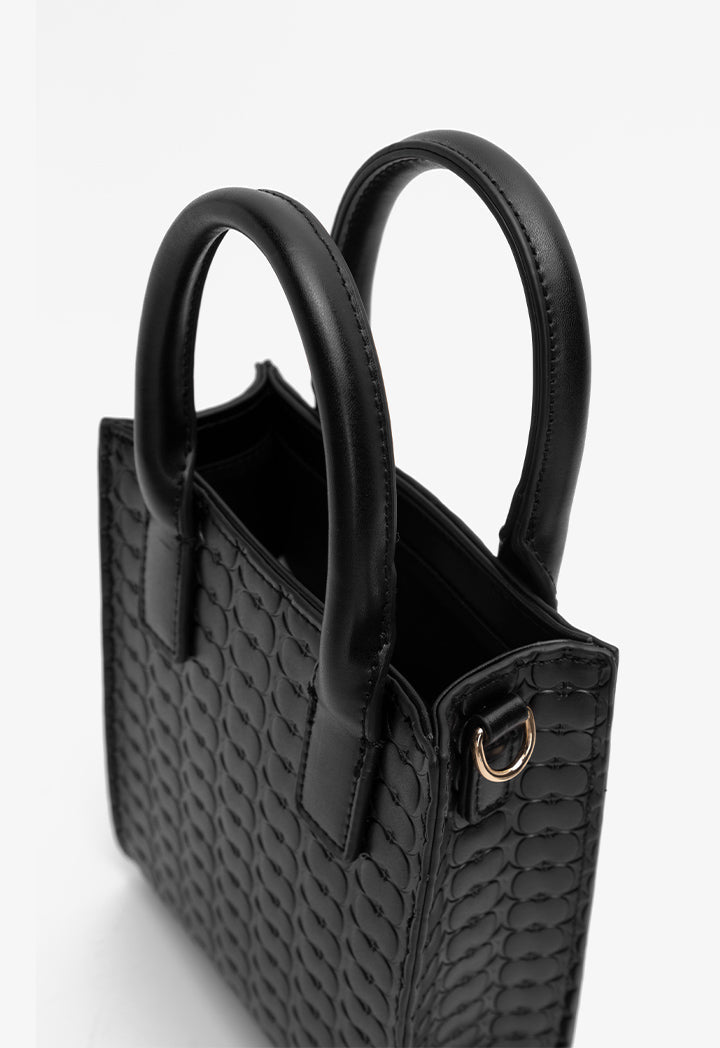 Choice Textured Monogram Cross Body Bag Black