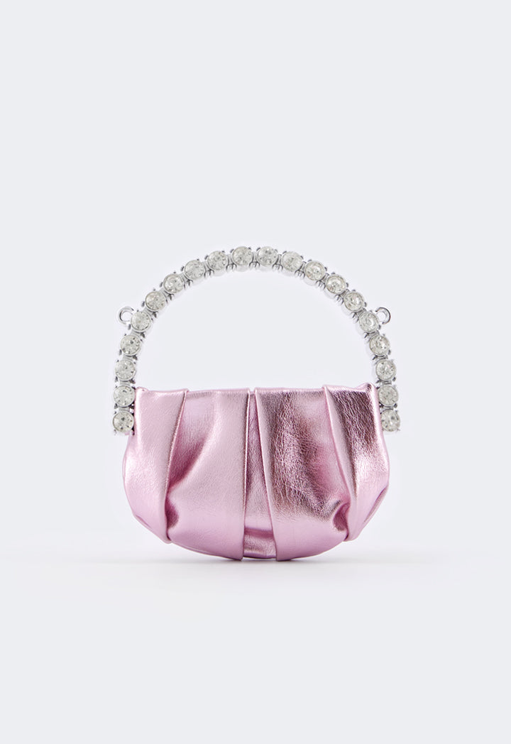 Choice Crystal Embellished Metallic Handbag Lilac