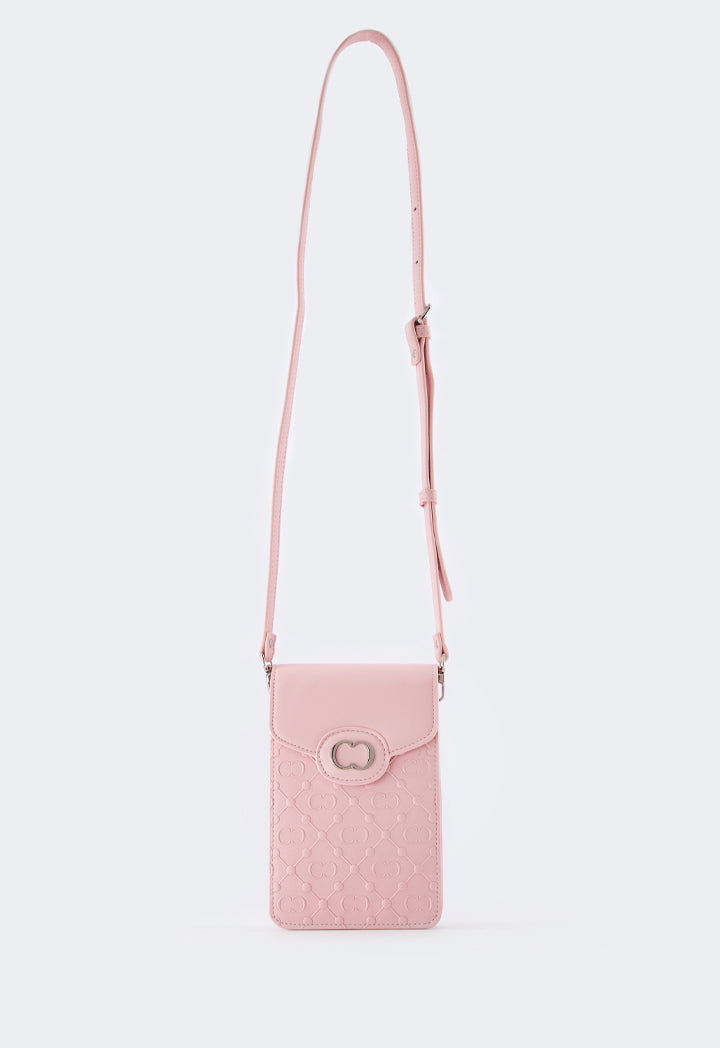 Choice Embossed Monogram Cross Body Bag Pink