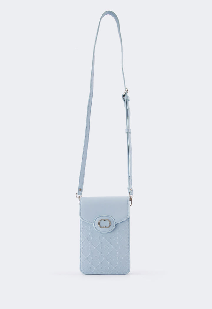 Choice Embossed Monogram Cross Body Bag Light Blue