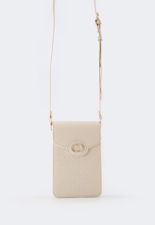 Choice Embossed Monogram Cross Body Bag Ivory