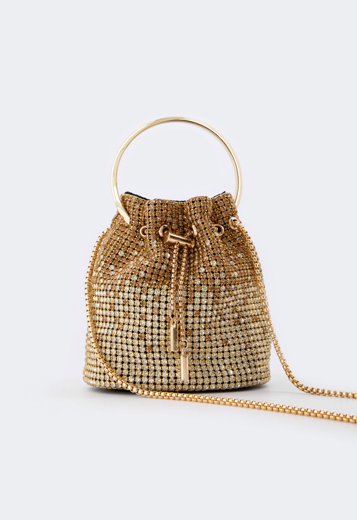 Choice Ombre Crystal Bucket Bag Gold