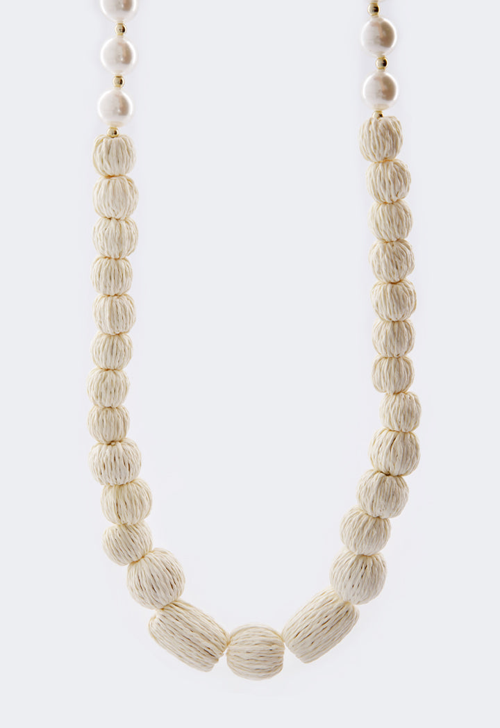 Choice Faux Pearl Thread Wrapped Necklace Off White