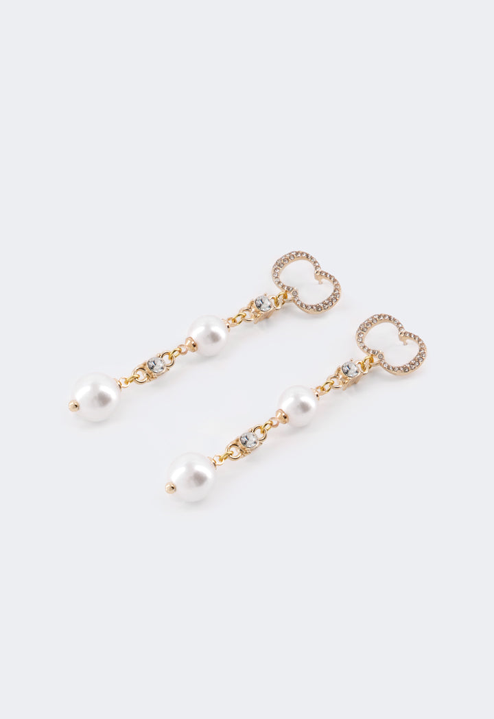 Choice Long Crystal Monogram Earrings Gold